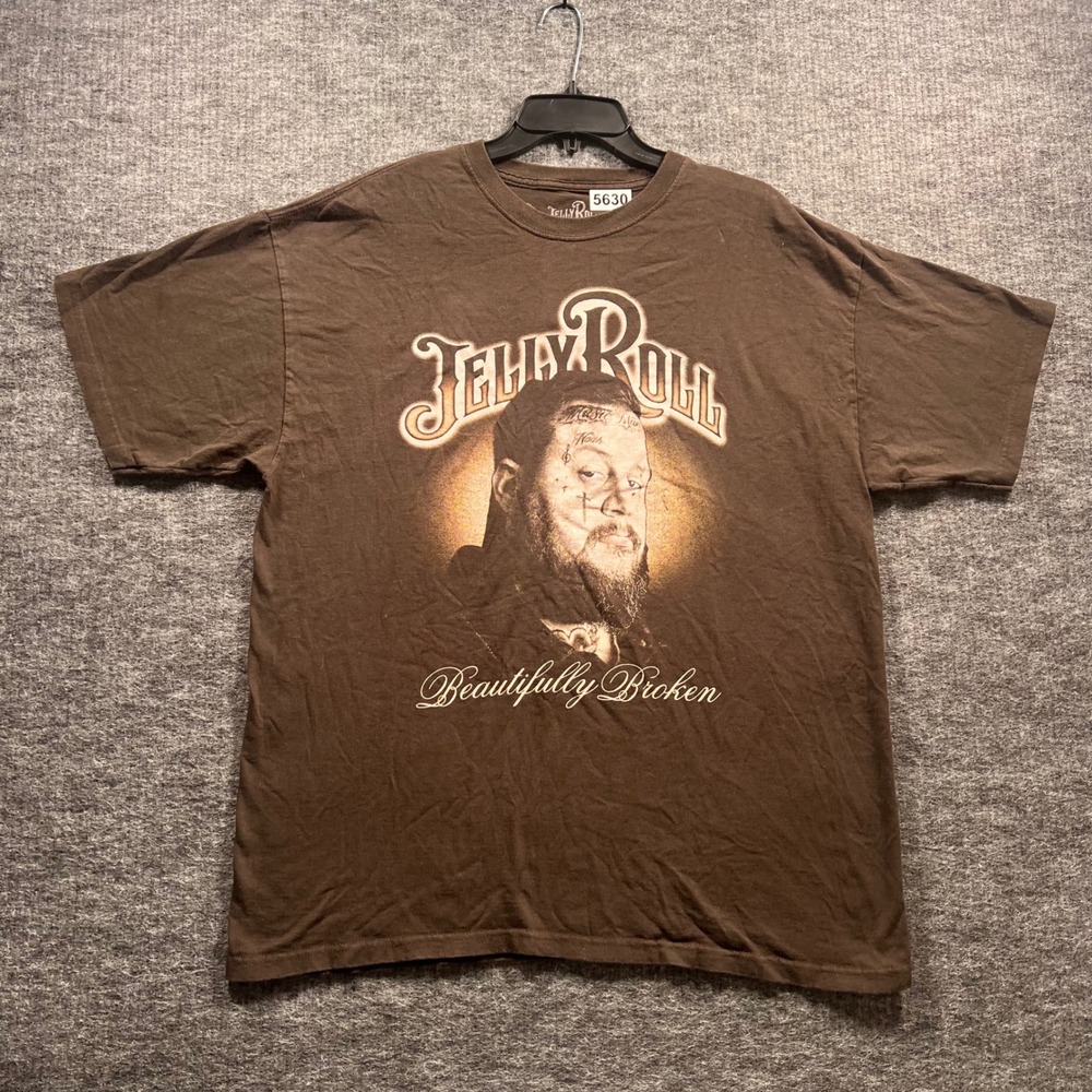 Jelly Roll Beautifully Broken Graphic T-Shirt Mens XL Brown Short Sleeve Cotton